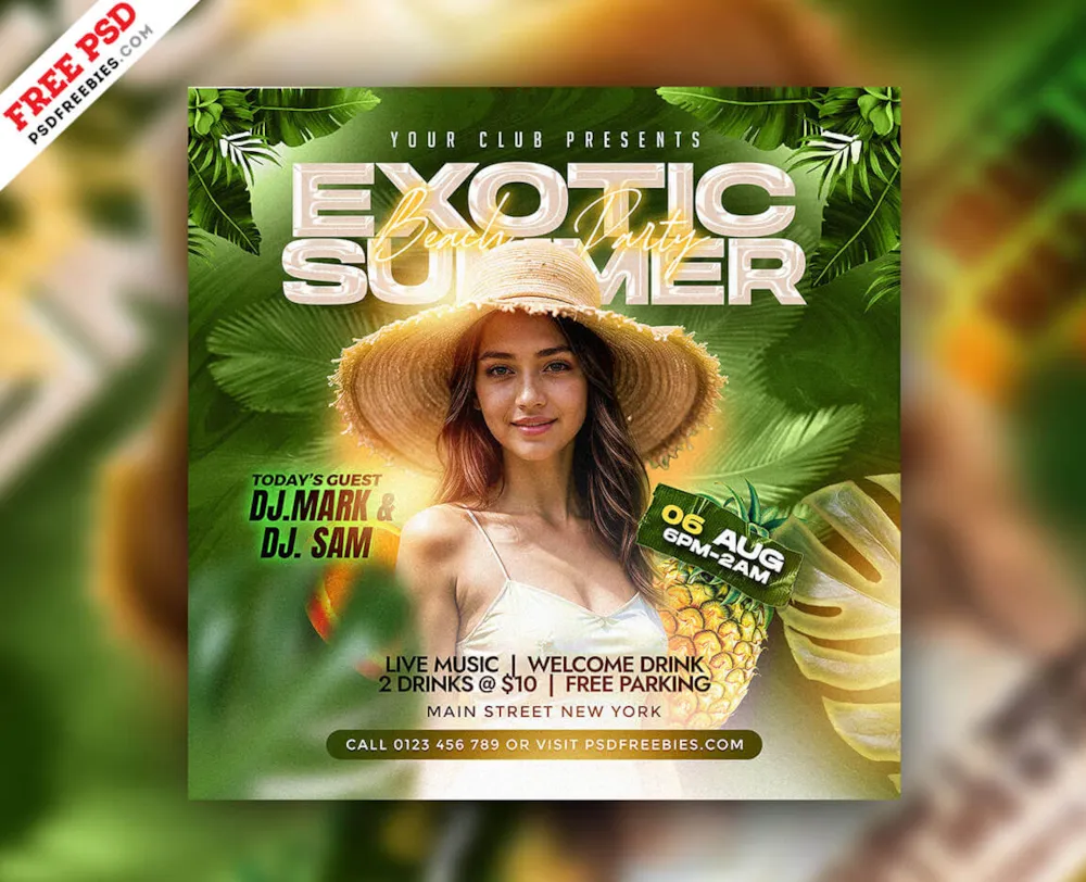 Night Club Summer Party Social Media Post PSD