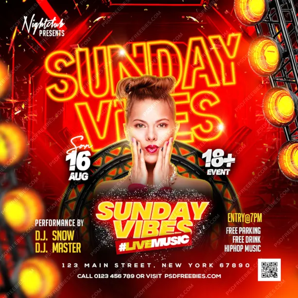 Night Club Sunday Party Social Media Post PSD