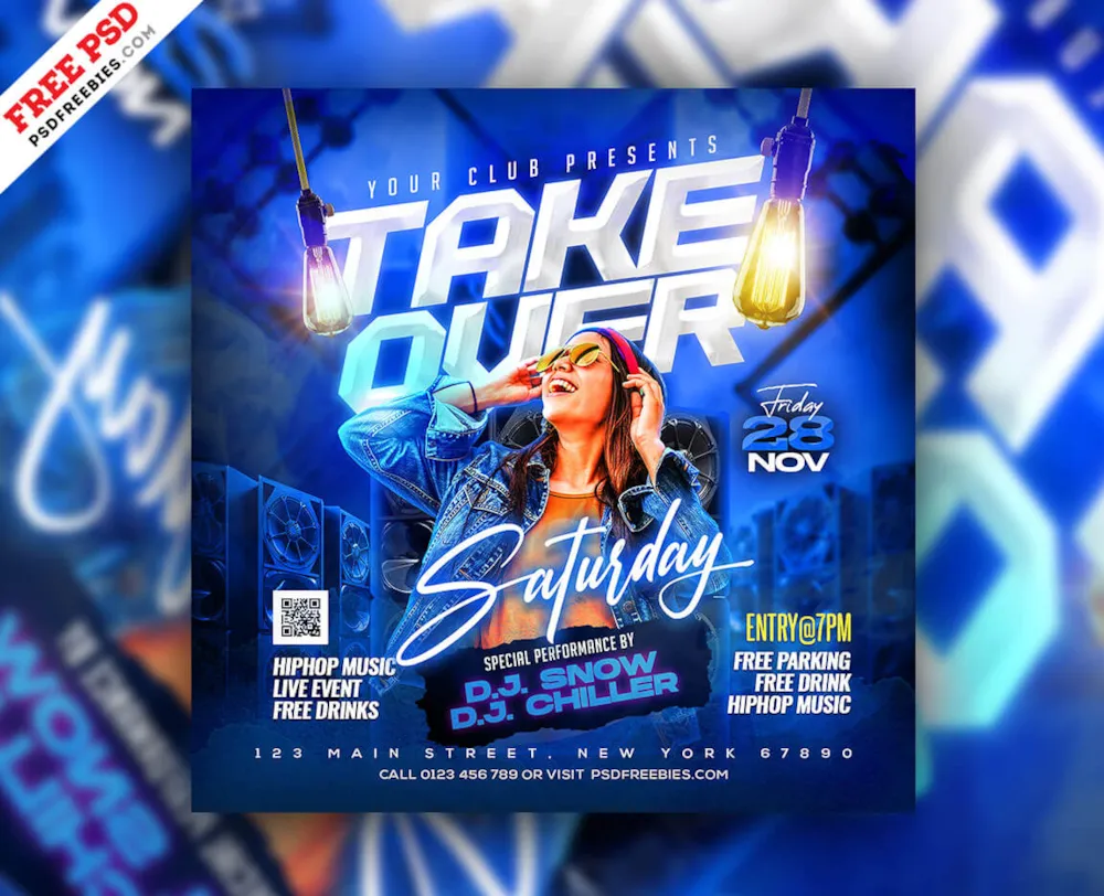 Night Club Weekend Music Party Instagram Post PSD