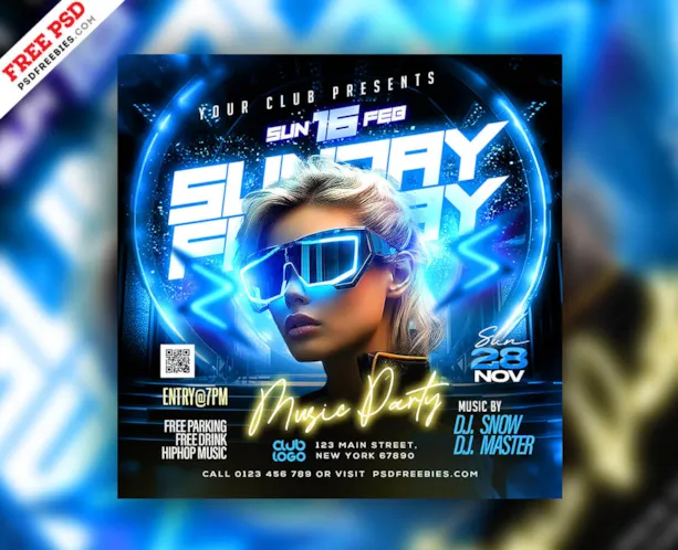 Night Club Weekend Party Social Media Post PSD