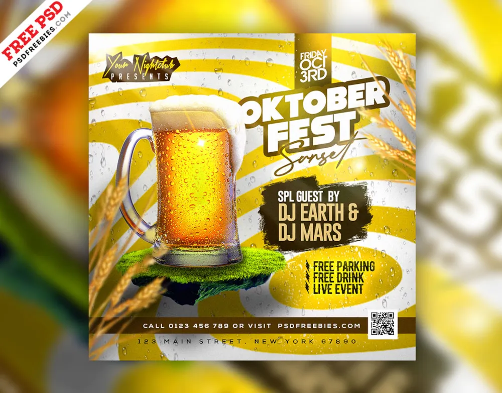 Oktoberfest Beer Festival Social Media Banner Design PSD