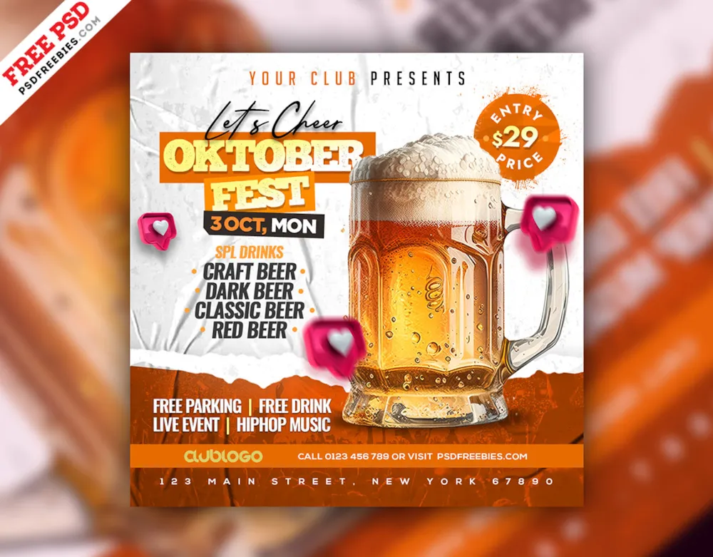 Oktoberfest Beer Festival Social Media Post PSD