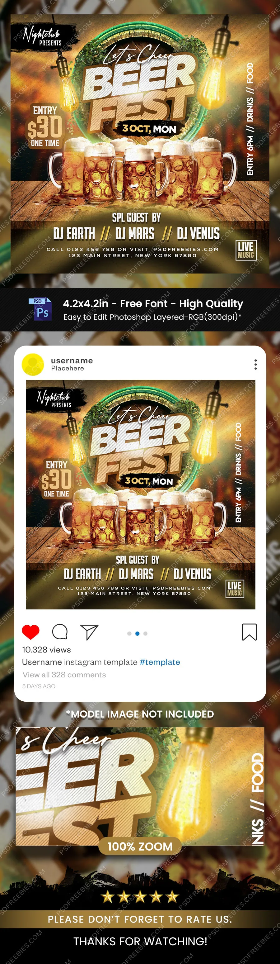Oktoberfest Celebration Instagram Post PSD Template