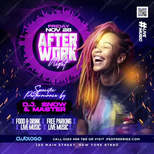 PSD Night Club Party Social Media Post Template
