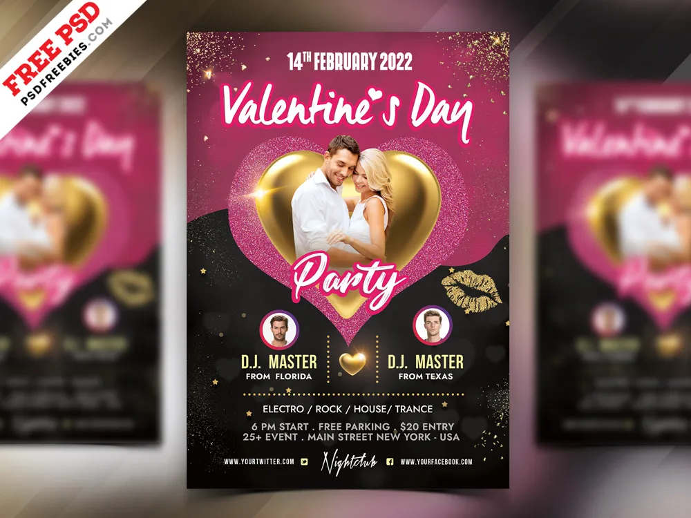 PSD Valentines Day Party Flyer Design