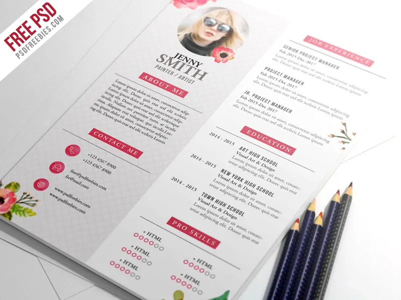 Painter Artist CV Resume Template PSD