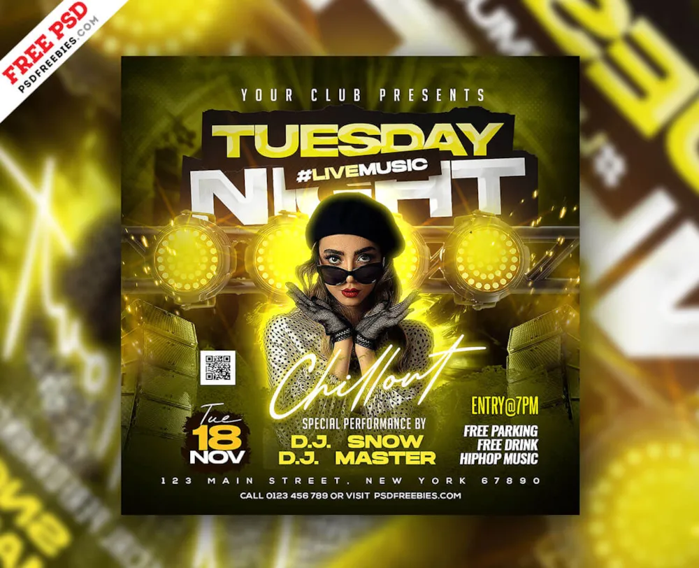 Party Night Music Club Social Media Post PSD