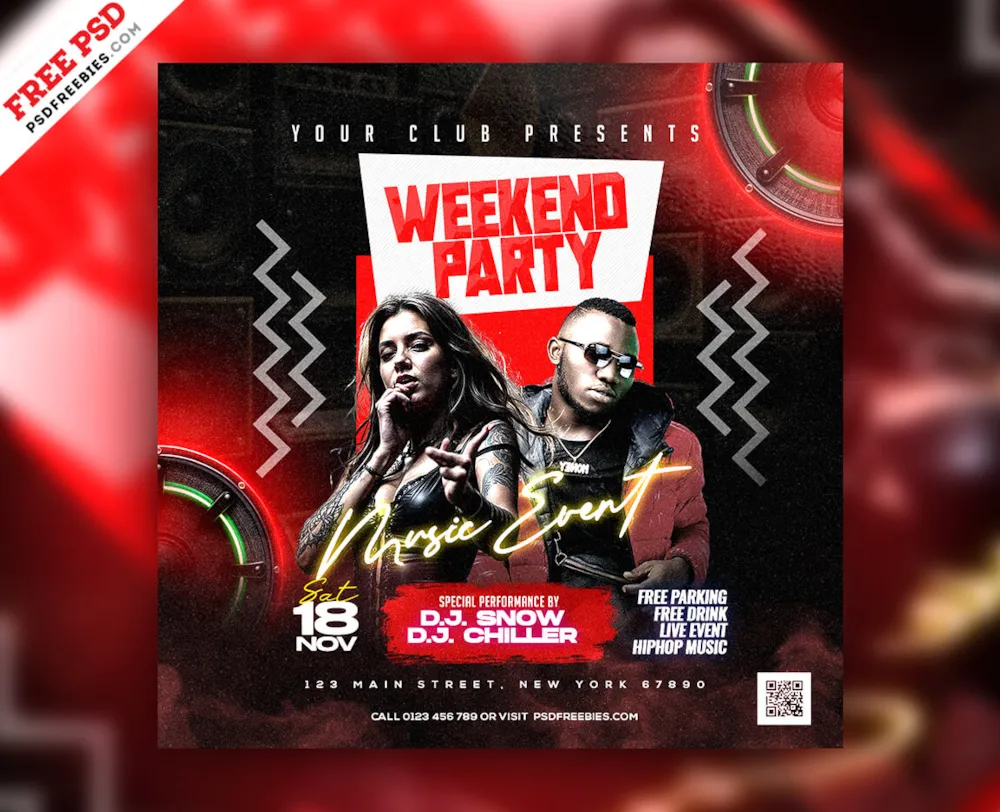 Party Social Media Post PSD Template