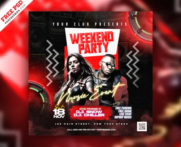Party Social Media Post PSD Template