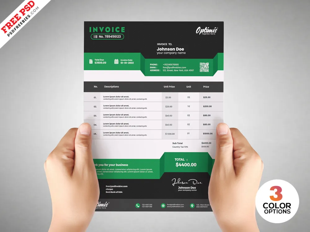 Payment Invoice Design PSD Template