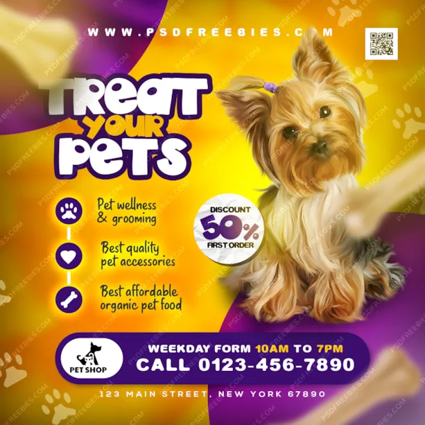 Pet Care Shop Instagram Post Design PSD