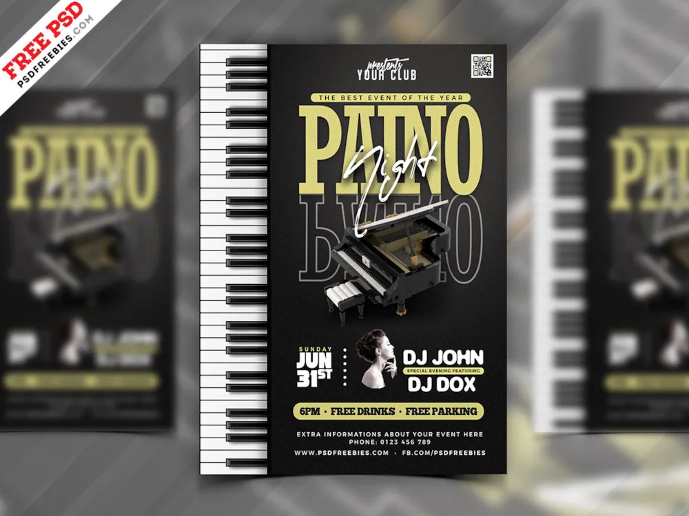 Piano Music Concert Flyer  PSD Template