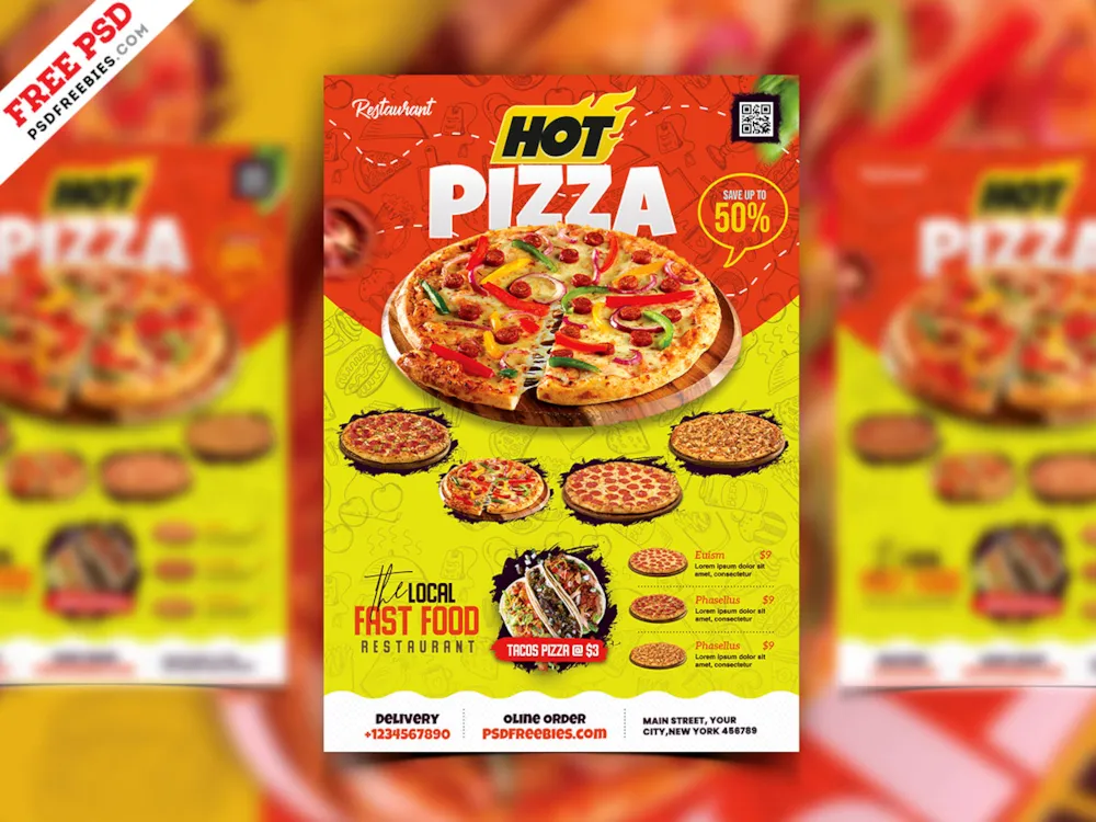 Pizza Shop Flyer PSD Template
