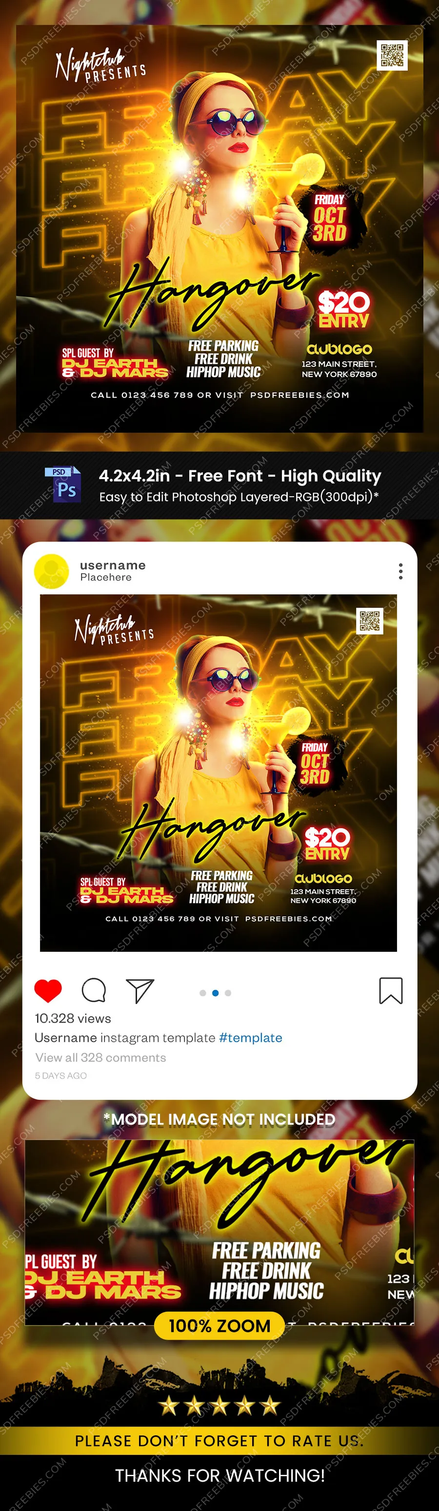 Premium DJ Night Club Party Social Media Post PSD
