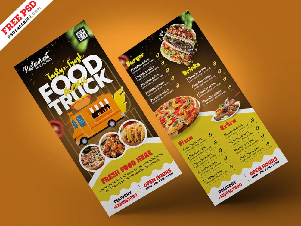 Premium Food Truck Menu PSD Template