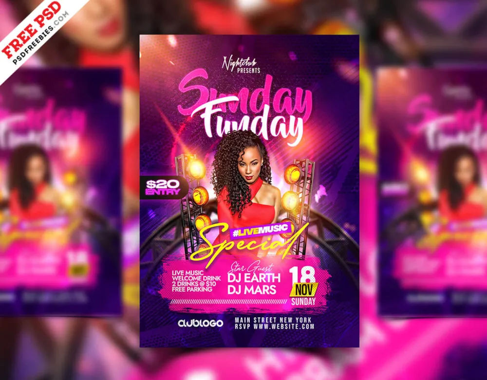 Premium Night Club DJ Party Event Flyer PSD