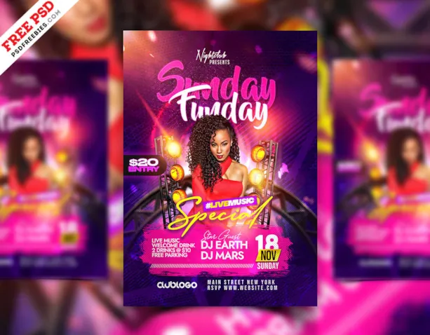 Premium Night Club DJ Party Event Flyer PSD