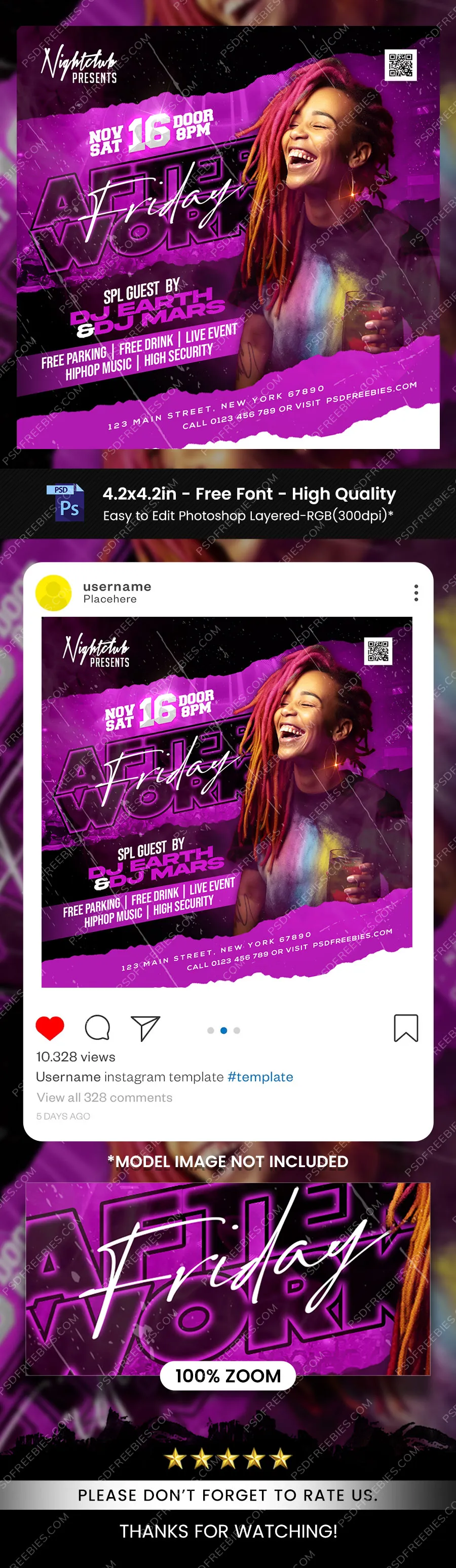 Premium Night Club Party Social Media Post PSD