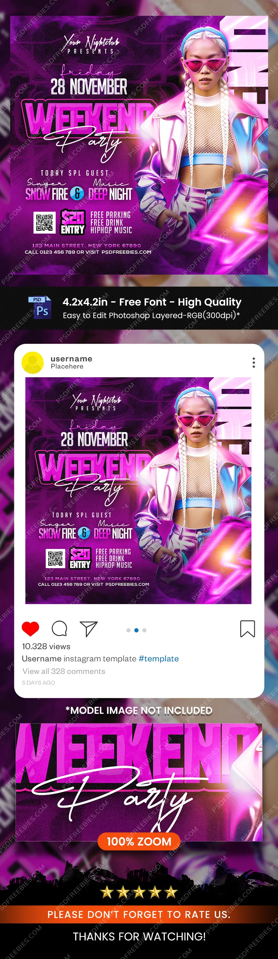 Premium Weekend Club DJ Night Party Post PSD