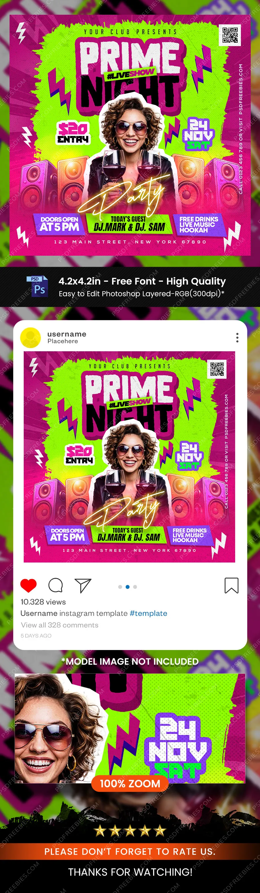 Prime Night Music Party Post PSD