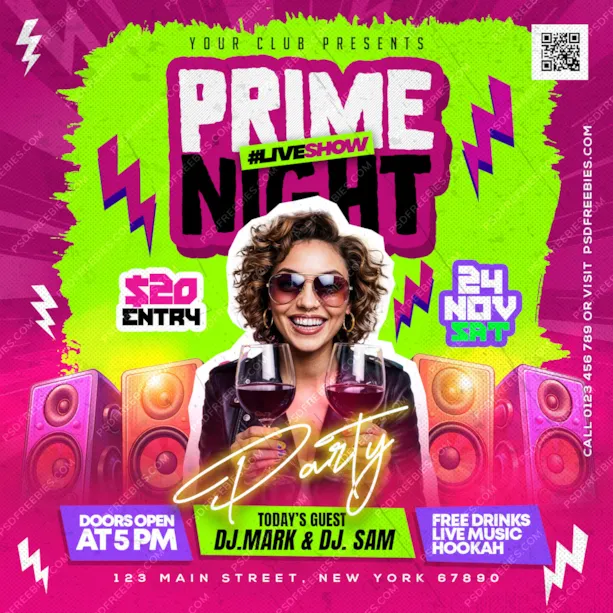 Prime Night Music Party Post PSD