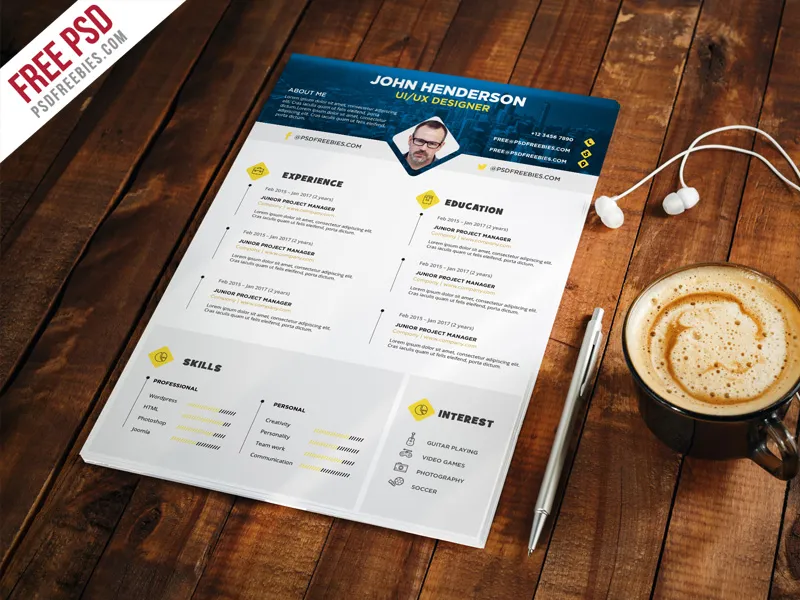 Professional Designer Resume CV Template PSD