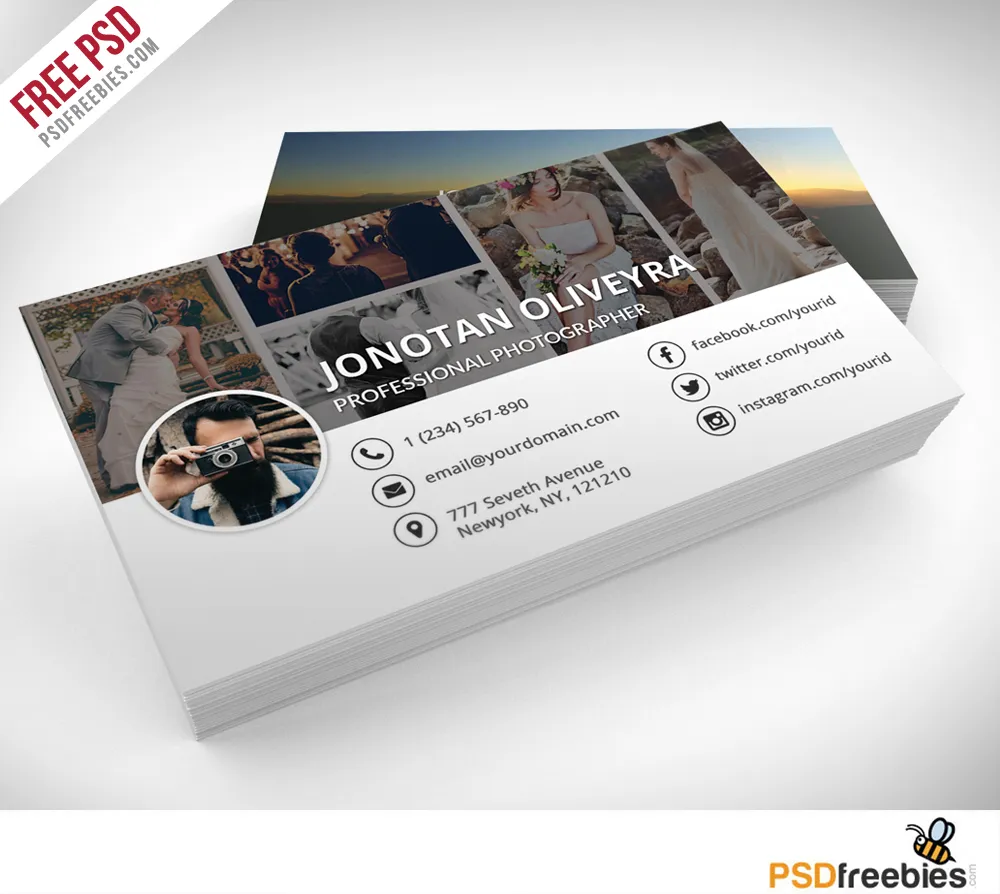 Professional Photographer Business Card PSD Template Freebie