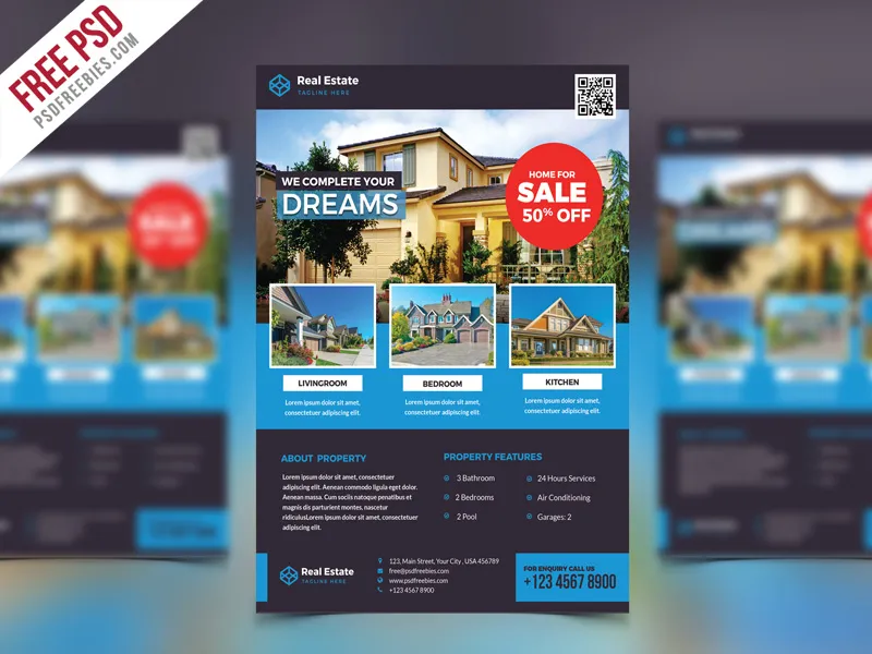 Real Estate Flyer PSD Free Template