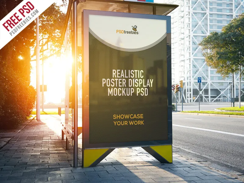 Realistic Poster Display Mockup Free PSD