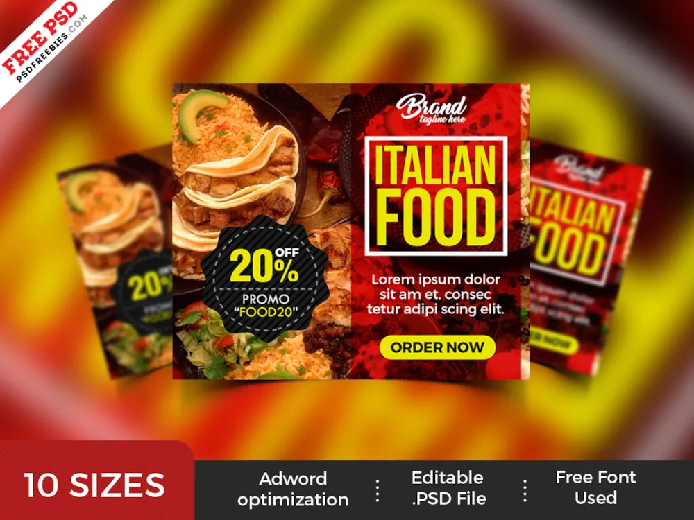 Restaurant Advertising Banners PSD Set