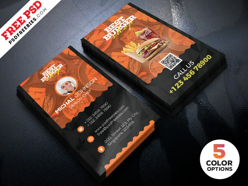 Restaurant Business Card Template PSD Bundle