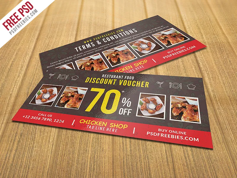 Restaurant Food Discount Voucher Free PSD