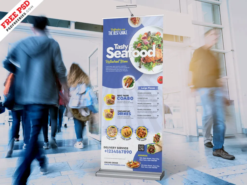 Restaurant Roll Up Banner Stand PSD