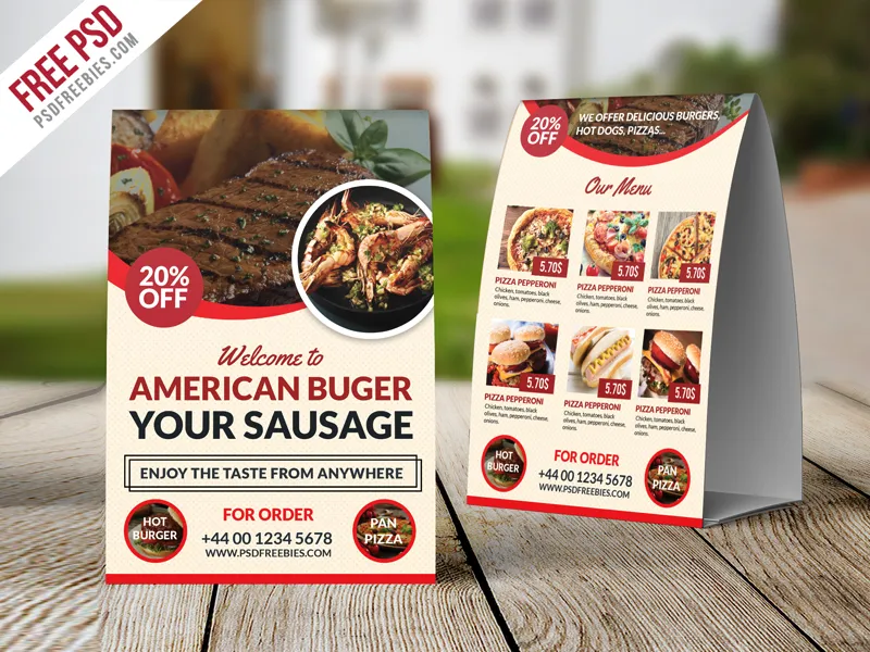 Restaurant Table Tent Template Free PSD