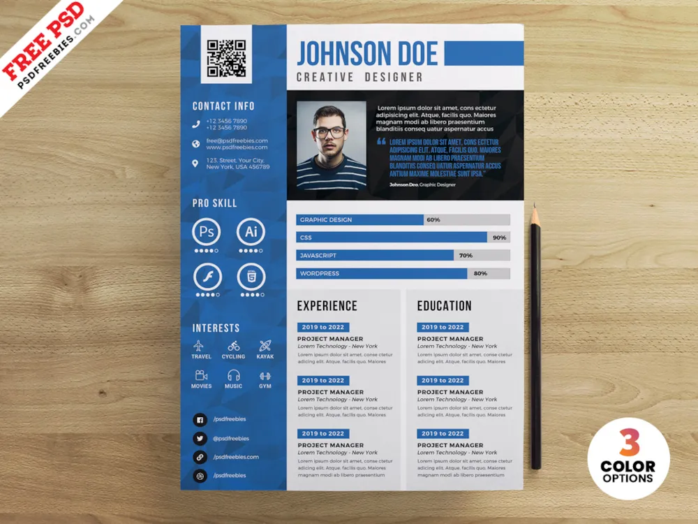 Resume CV Design Free PSD Templates
