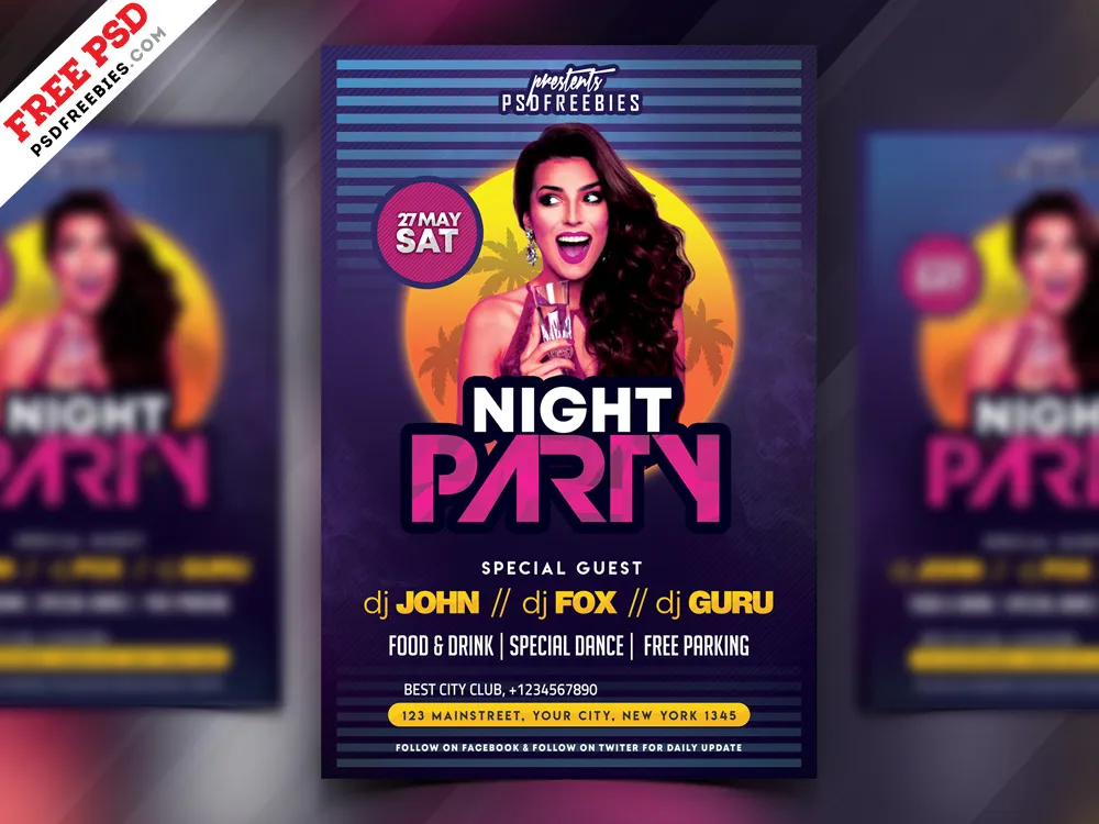 Retro Style Party Flyer PSD