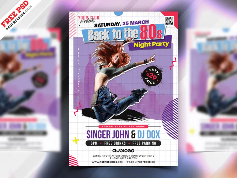 Retro Theme Party Flyer PSD