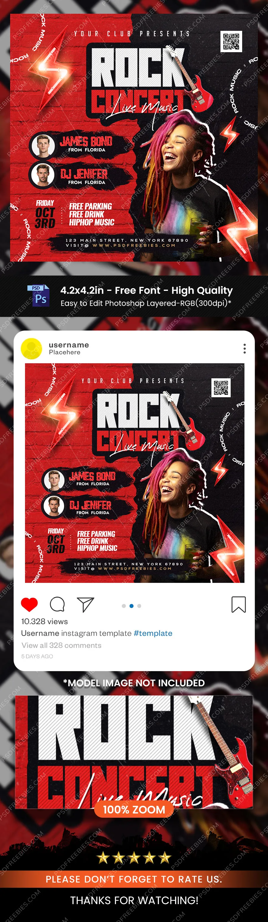 Rock Music Event Concert Social Media Post PSD