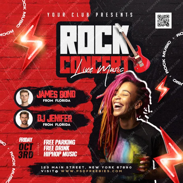 Rock Music Event Concert Social Media Post PSD