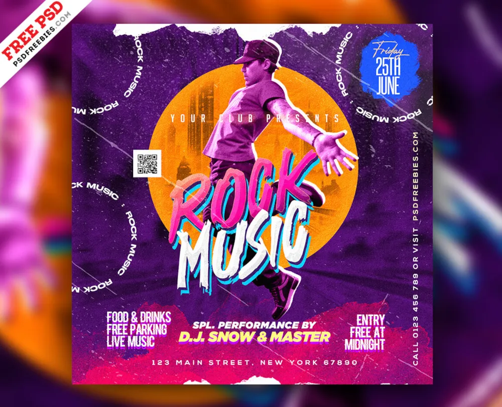 Rock Music Event Festival Social Media Post PSD