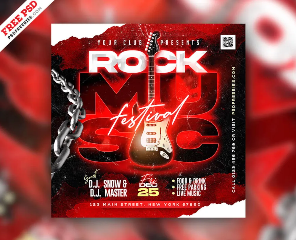 Rock Music Festival Instagram Post PSD