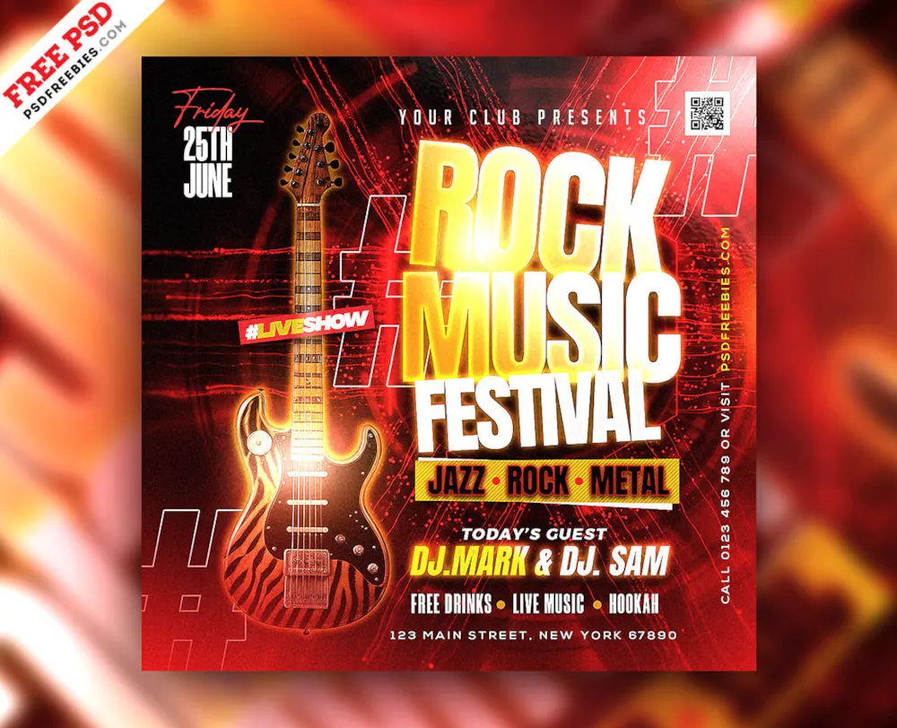 Rock Music Festival Post Design PSD