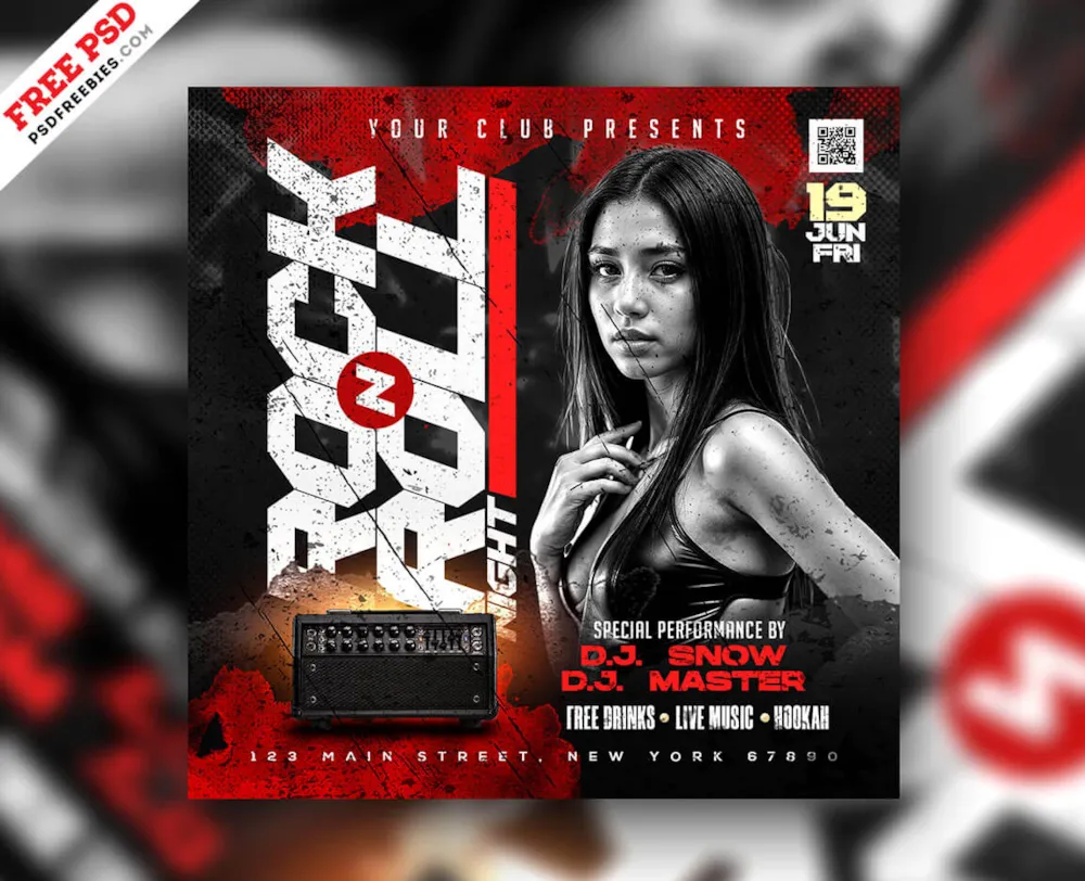 Rock n Roll Music Event Instagram Post PSD