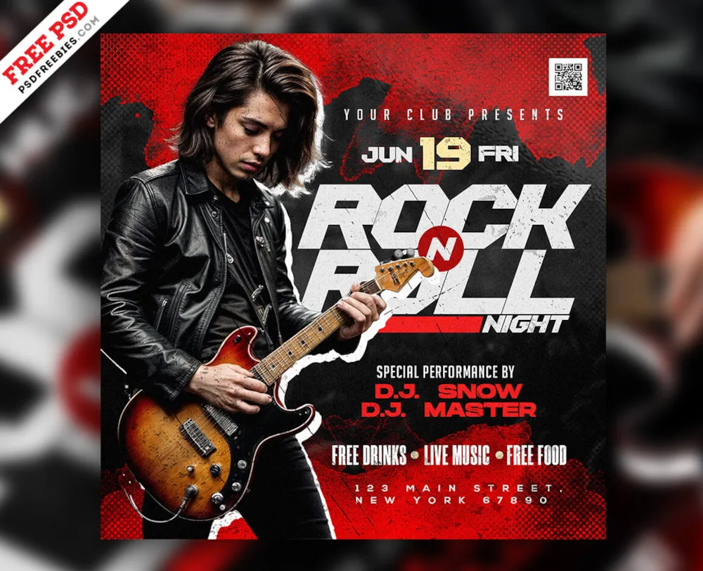 You Rocked This Event Rock n Roll Music Event Post PSD Template | PSDFreebies.com