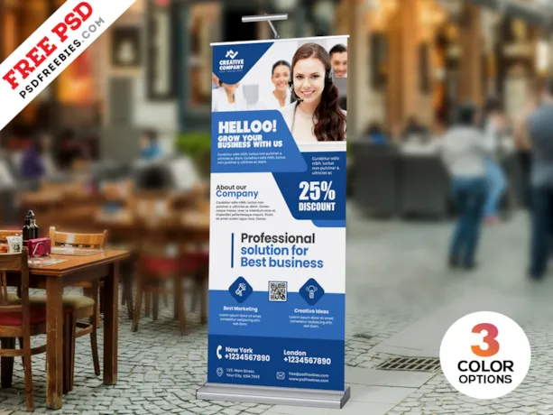 Roll-Up Banner Design PSD Template