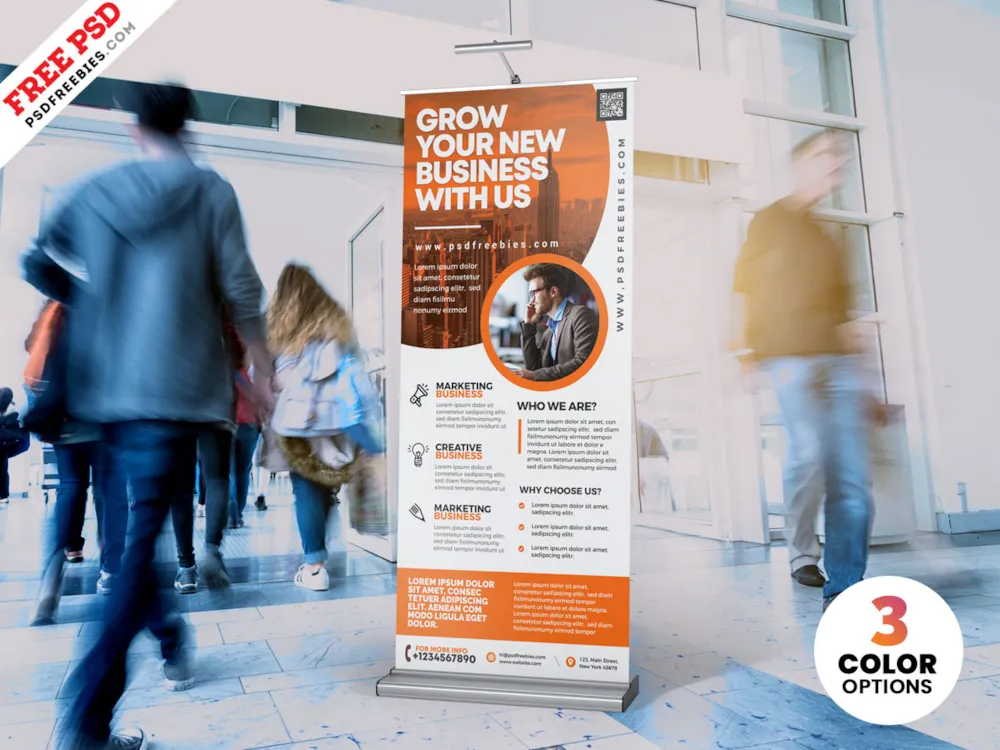 Roll Up Banner Stands Design PSD