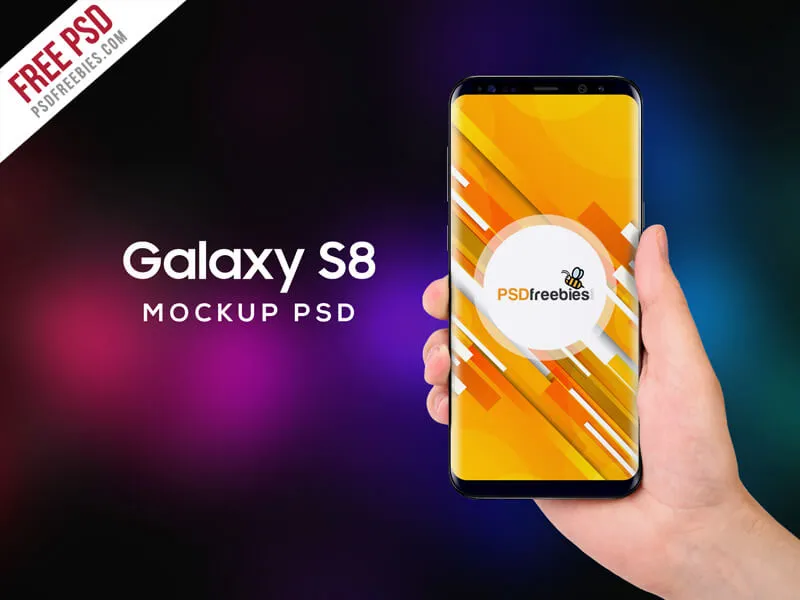 Samsung Galaxy S8 in Hand Mockup