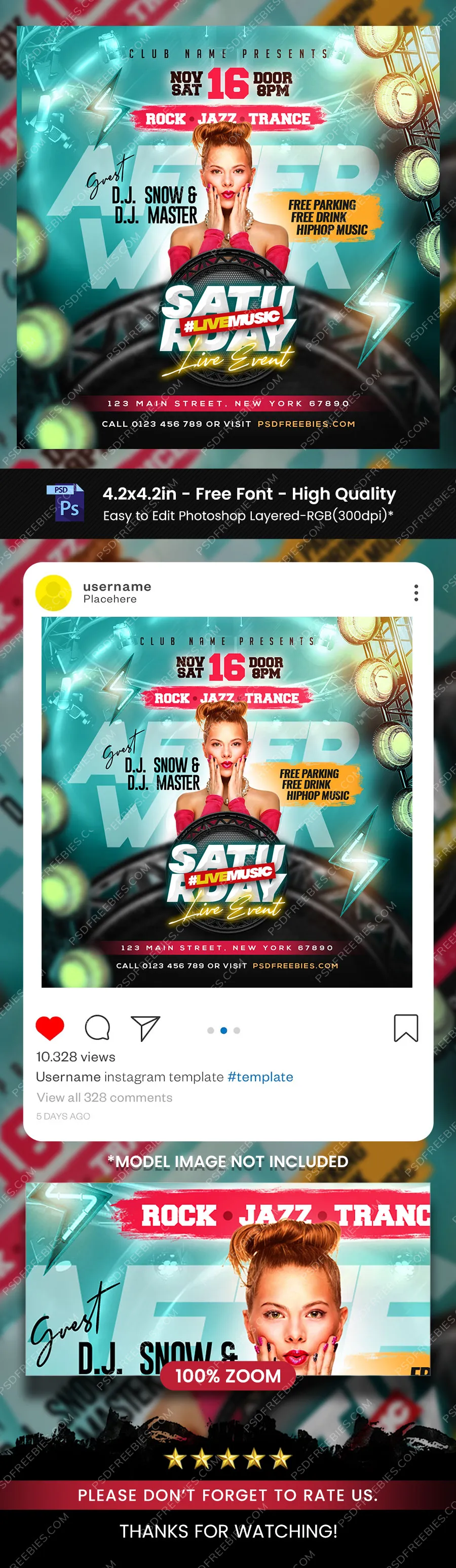 Saturday Night Live Event Party Instagram Post PSD