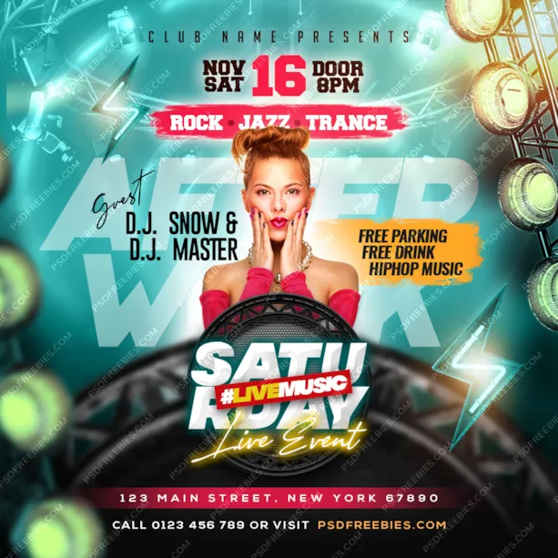 Saturday Night Live Event Party Instagram Post PSD