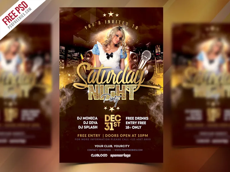 Saturday Party Flyer Free PSD